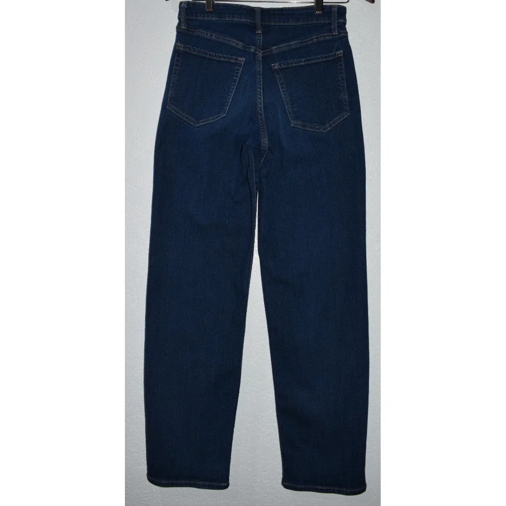 Old Navy Women 4 Loose‎ Jeans Long Wide Leg High Rise Blue Denim Cotton Stretch